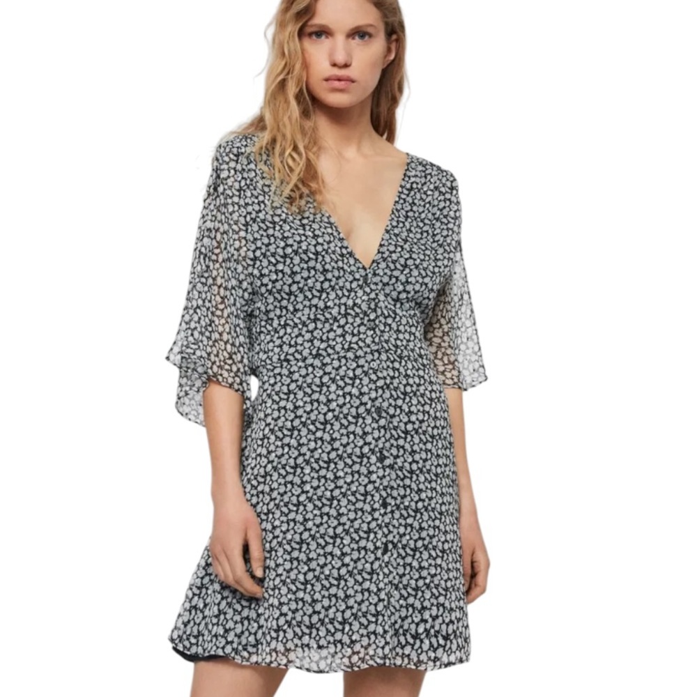 ALLSAINTS Ivey Black Scatter Dress 6